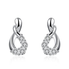 Wholesale Romantic Silver Water Drop CZ Dangle Earring simple design fine gift for wedding jewelry  TGSPDE201