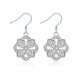 Wholesale Classic Silver Plated flower CZ Dangle Earring New Trendy Circular Earring Drop For Women Anniversary Wedding Gift Jewelry TGSPDE028