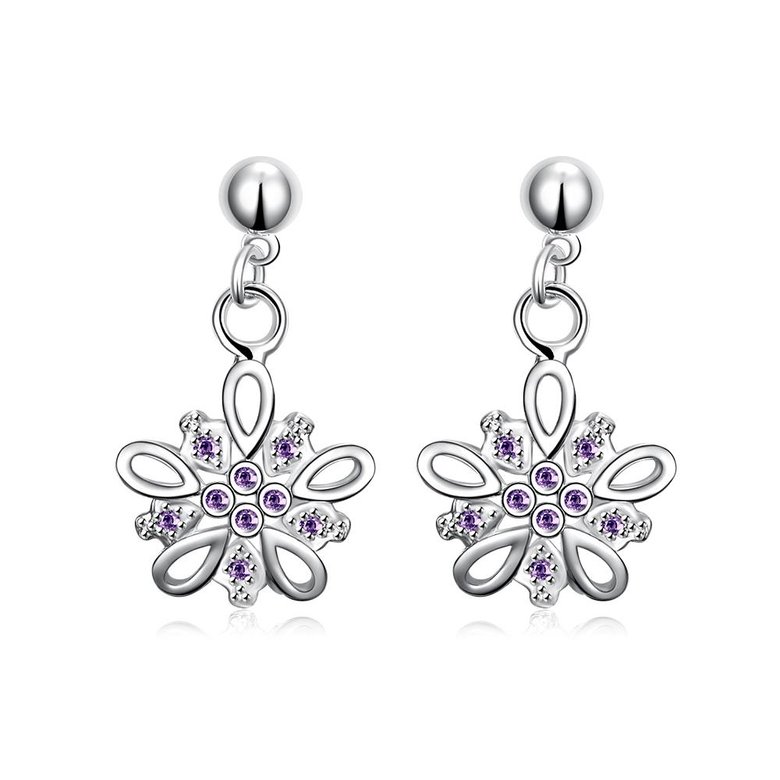Wholesale Romantic Cute flower zircon Vintage Long Drop Dangle Earrings For Women  Engagement Wedding Jewelry Gift TGSPDE052