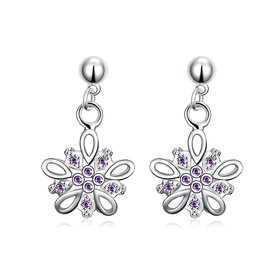Wholesale Romantic Cute flower zircon Vintage Long Drop Dangle Earrings For Women  Engagement Wedding Jewelry Gift TGSPDE052