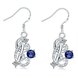 Wholesale Classic Silver Geometric Dangle Earring Blue crystal long Drop Earrings For Women Bridal Wedding Jewelry Gifts TGSPDE068