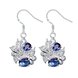 Wholesale Classic Silver Geometric Dangle Earring Blue crystal Drop Earrings For Women Bridal Wedding Jewelry Gifts TGSPDE074