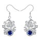 Wholesale Classic Silver Geometric Dangle Earring Blue crystal Drop Earrings For Women Bridal Wedding Jewelry Gifts TGSPDE077