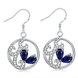 Wholesale Classic luxury Silver round Dangle Earring Blue crystal long Drop Earrings For Women Bridal Wedding Jewelry Gifts TGSPDE098