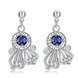 Wholesale Classic luxury Silver round Dangle Earring Blue crystal long Drop Earrings For Women Bridal Wedding Jewelry Gifts TGSPDE111
