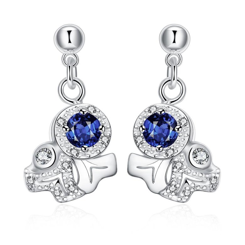 Wholesale Unique Art Silver CZ Dangle Earring Trendy blue crystal earring for party jewelry TGSPDE005