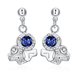Wholesale Unique Art Silver CZ Dangle Earring Trendy blue crystal earring for party jewelry TGSPDE005