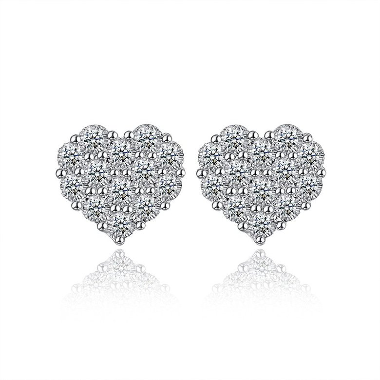 Wholesale Ladies Earrings Silver Plated Couple Earrings Love Cubic Zirconia Earrings Fashion Charm Jewelry Birthday Gift for Girlfriend TGSPE197