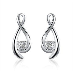 Wholesale Curve eight shape White CZ Fashion Silver Stud Earring For Women Making Fashion wedding party Gift TGSPE211