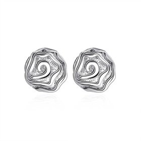 Wholesale Romantic Silver Plant Stud Earring Rose Flower Stud Earrings for Women Fashion Jewelry from China  TGSPE119