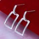 Wholesale Fashion Silver Geometric Stud Earring Smooth Long Square Grid Earrings Charm For Women Jewelry Wedding Engagement Party Gift TGSPE142