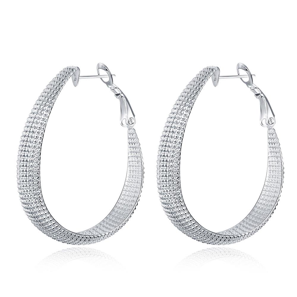 Wholesale Romantic Classic Big Circle Hoop Charm Earrings Woven mesh silver plated for Women Party Gift Fashion Wedding Engagement Jewelry TGSPE143