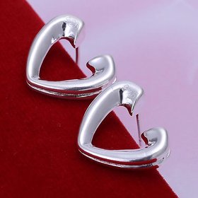 Wholesale Romantic Silver plated Stud Earring For Women Hollow heart shape Stud Earrings Simple Fashion Fine Jewelry Party Student Gift TGSPE144