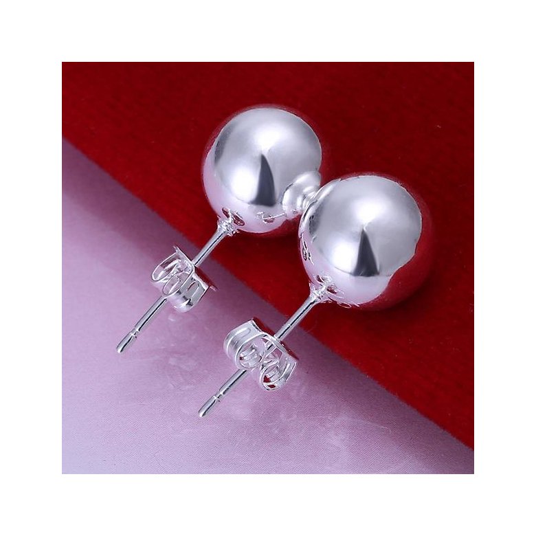 Wholesale High Quality Silver plated Round Circle Solid Ball Bead Stud Earring Woman Fashion Wedding Engagement Jewelry TGSPE147