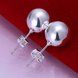Wholesale High Quality Silver plated Round Circle Solid Ball Bead Stud Earring Woman Fashion Wedding Engagement Jewelry TGSPE147