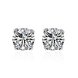Wholesale Romantic Fashion Jewelry Stud Earrings For Women Silver Plated Inlaid Round Cubic Zircon Female Girl Simple Wedding Earring TGSPE158