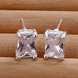 Wholesale Trendy Classic  Square silver plated Wedding Engagement Stud Earrings For Women big crystal zircon Fine Jewelry Gifts TGSPE159