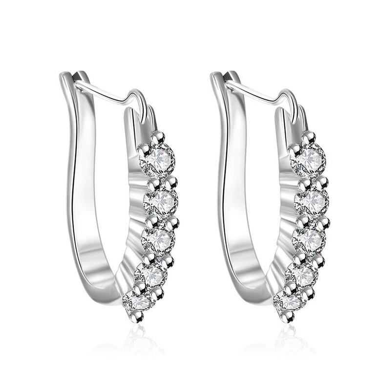 Wholesale Fashion earrings from China New Rhinestone Earrings U shape Silver Plated Earrings Crystal Simple Women's Jewelry TGSPE202