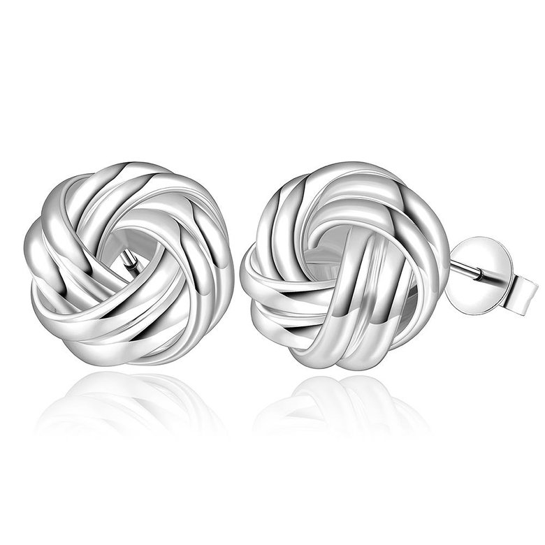 Wholesale Trendy Silver plated Geometric Stud Earrings For Women Fashion bread shaped Earring Jewelry  TGSPE010