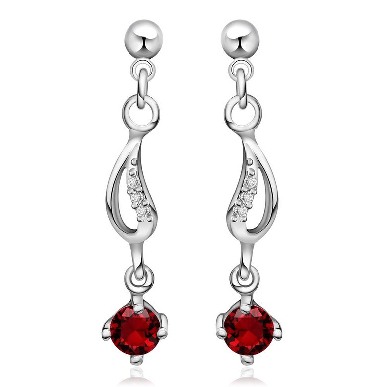 Wholesale Luxury delicate red zircon Earrings Boho Unique Fashion Silver Color Drop Earring Vintage Wedding Earrings For Women TGSPE004