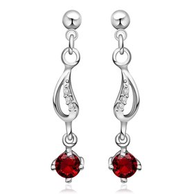 Luxury delicate red zircon Earrings Boho Unique Fashion Silver Color Drop Earring Vintage Wedding Earrings For Women