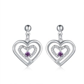 Wholesale Trendy Dainty Female purple Crystal Earrings Silver plated Small Stud Earrings For Women Classic Wedding jewelry TGSPE041