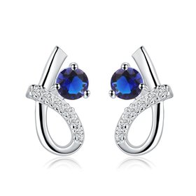 Romantic Top Qualit Silver plated Earrings Female Accessories blue Zircon Geometric Earrings For Girls Lady Party Accessories