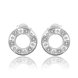 Wholesale Romantic Elegant silver plated white Cubic Zirconia Stone Stud Earring For Women Round Crystal Earrings female Wedding Jewelry  TGSPE077