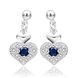 Wholesale Romantic Top Qualit Silver plated Earrings blue heart shape Zircon Geometric Earrings For Girls Lady Party Accessories TGSPE078