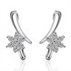 Wholesale Trendy Dainty Female White Crystal zircon Earrings Silver plated Stud Earrings For Women Cute Classic Flower Wedding Earrings TGSPE088