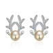Wholesale Trendy Cute Christmas Deer ELK Animal pearl Silver plated Lady Stud Earrings Jewelry Women Promotion Gift TGSPE242