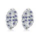 Wholesale Fashion Hollow Silver Color leaf Earrings Trendy blue Rhinestone Crystal Earring Jewelry European style  TGSPE228