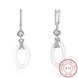 Wholesale Fashion 925 Sterling Silver White Round Ceramic Dangle Earring TGSLE189