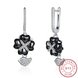 Wholesale Fashion 925 Sterling Silver Black Clover Ceramic Dangle Earring TGSLE211