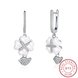 Wholesale Fashion 925 Sterling Silver White Clover Ceramic Dangle Earring TGSLE213