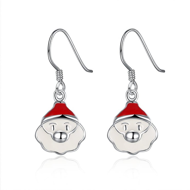 Wholesale Trendy Silver White Santa Claus Dangle EarringChristmas Gift TGSPDE348