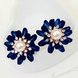 Wholesale 2020 fashion crystal rhinestone stud earrings  noble blue flowers earrings for women jewelry VGE004