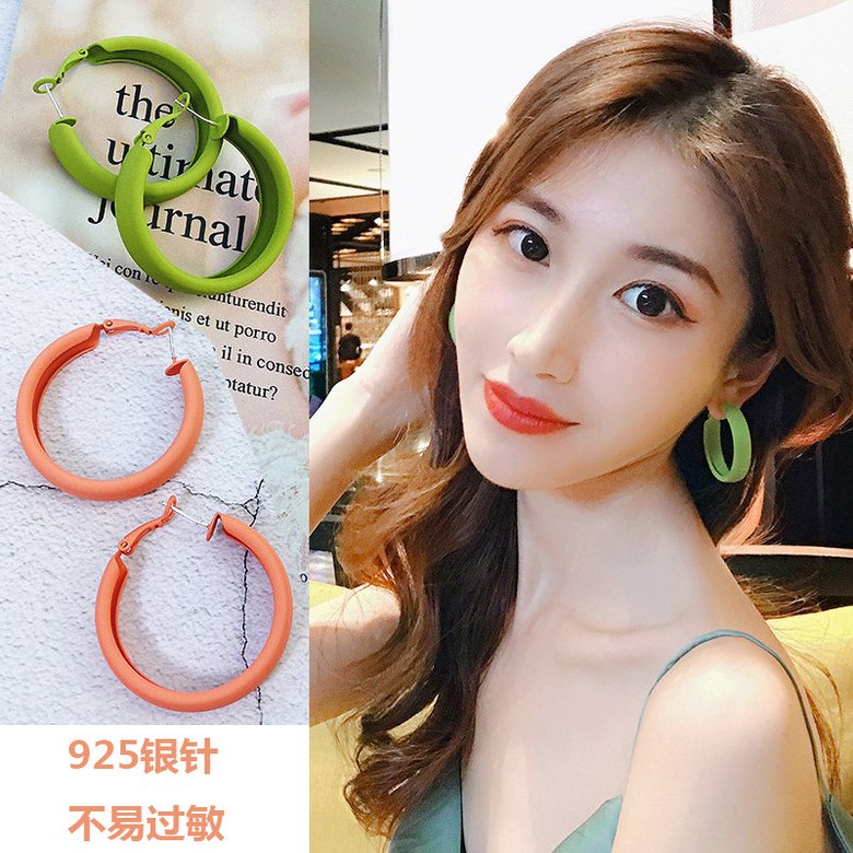 Wholesale Fashion Candy Color Sexy Big Circle Hoop Earrings For Women Green Orange  Earring Wedding Party Jewelry VGE005