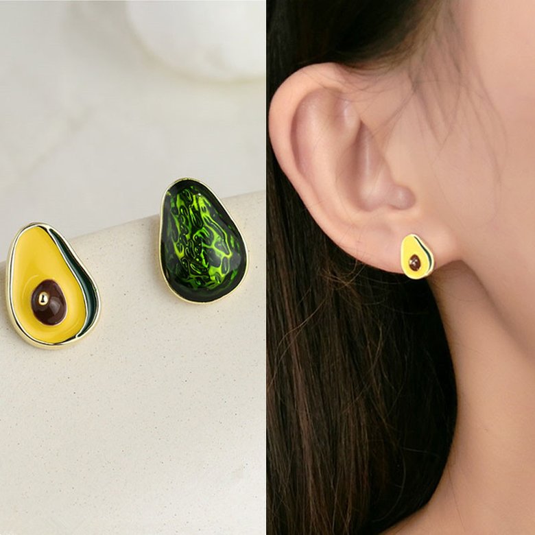 Wholesale New Arrival Fashion Green Avocado Drop Earrings for Women Girls Cute Stud Earrings  Fashion Jewelry VGE006