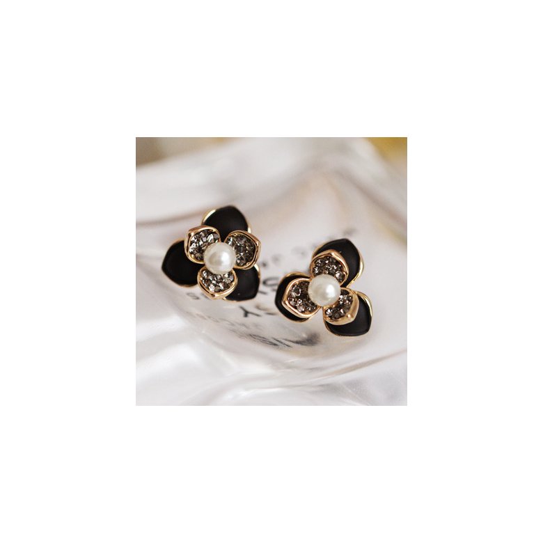 Wholesale KISSWIFE 2020 New Elegant wholesale jewelry  Noble Blue Flower Ladies Gold Rhinestone Earrings VGE016