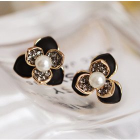 Wholesale KISSWIFE 2020 New Elegant wholesale jewelry  Noble Blue Flower Ladies Gold Rhinestone Earrings VGE016