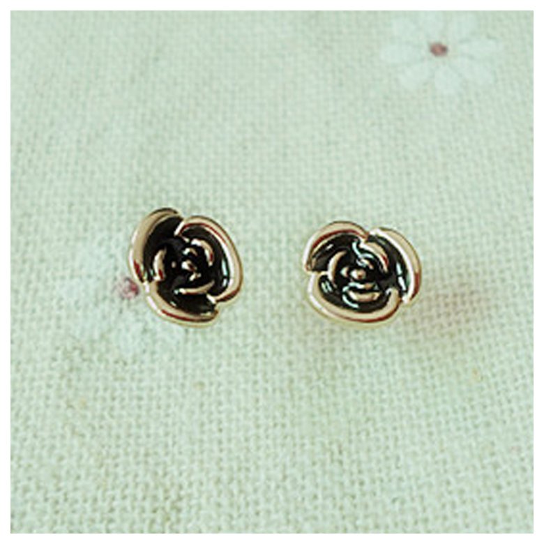 Wholesale KISSWIFE 2020 New Elegant wholesale jewelry black rose Flower Ladies Gold Earrings VGE026