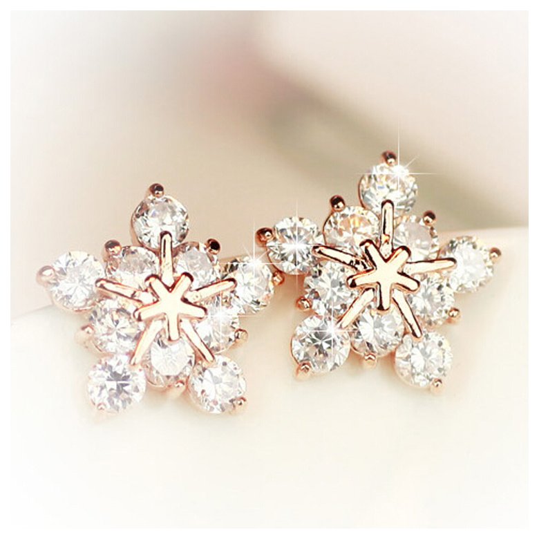 Wholesale Exaggerated Korean Style Romantic Snow Flower Stud Earrings For Elegant 925 Silver Zirconia Stone Earring Jewelry VGE027