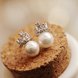 Wholesale High Quality Fashion Jewelry Gold Color Crown Crystal Stud Earrings Sweet Romantic Pearl Stud Earrings For Women VGE032