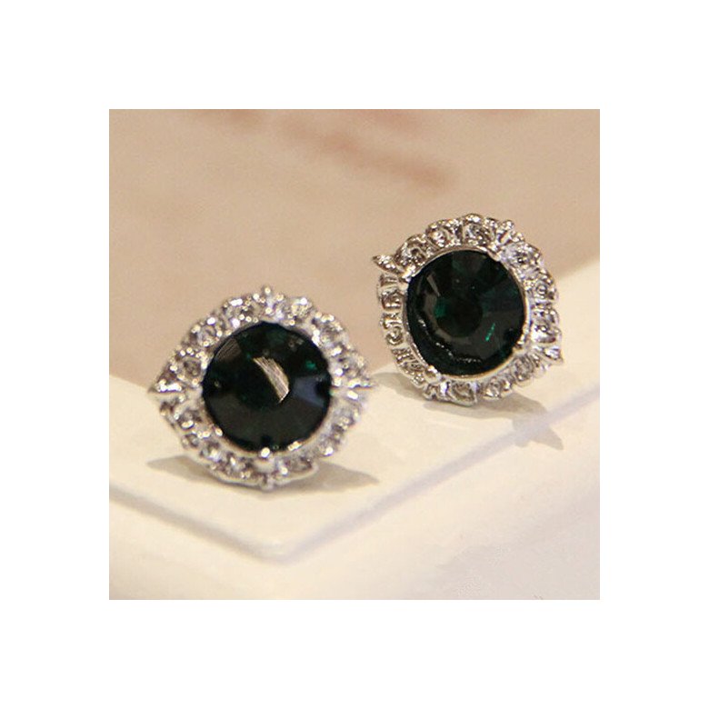 Wholesale Fashion Female Circle stud earrings synthetic emerald  Vintage Earrings Wedding jewelry For Women VGE038