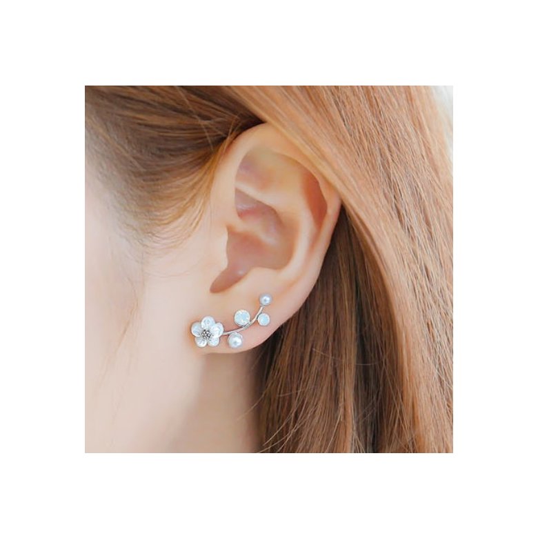 Wholesale New  Elegant Shell Pearl Flower Drop Earrings For Women Fashion Crystal Girls Jewelry  VGE043