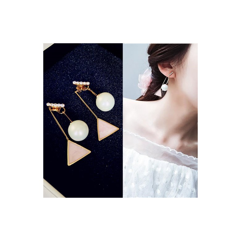 Wholesale Asymmetry Fashion 1 Pair Triangle Different pearl Women's Earrings Korean Style Earrings Jewelry Crystal Earrings  VGE055