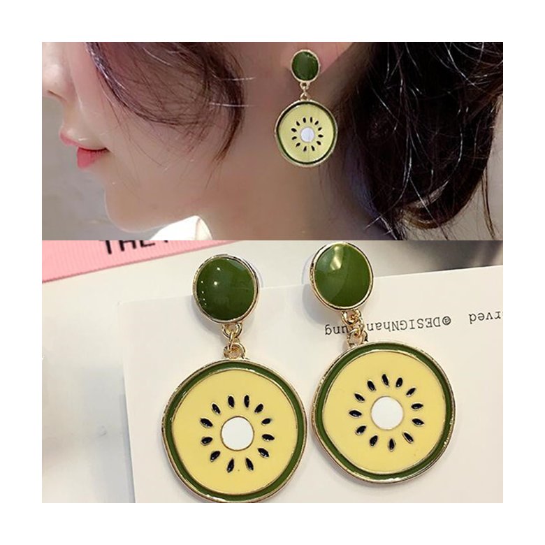 Wholesale Women Fruit Green Kiwi Dangle Earrings for Women Luxury wholesale Jewelry VGE068