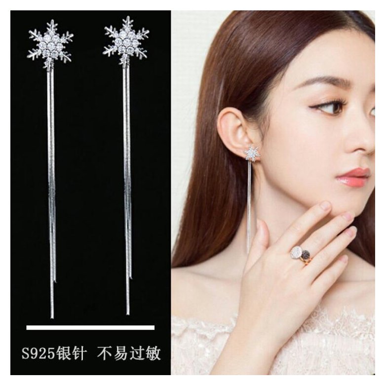 Wholesale Snowflake Tassel Earrings Christmas Snowflake Stud Earrings Pendant Rhinestone For Women Party Jewelry VGE077