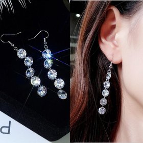 Wholesale New Arrivals Hot Fashion Long Statement Tassel Crystal Drop Earrings For Women Jewelry VGE082